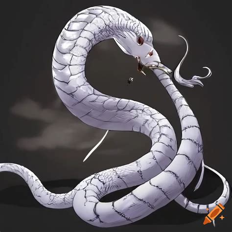 Anime Style Illustration Of A Sacred White Snake