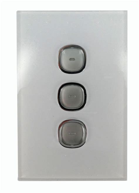 Opal Series Led Push Button 3 Gang Light Switch With Glass Look Finish