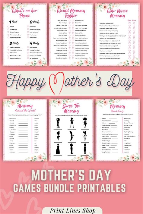 Mothers Day Games Bundle Printable Mothers Day Games Mothers Day Activities Games For Moms