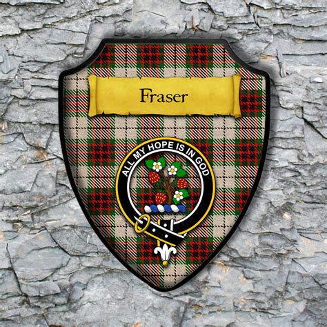 Fraser Shield Plaque With Scottish Clan Coat Of Arms Badge