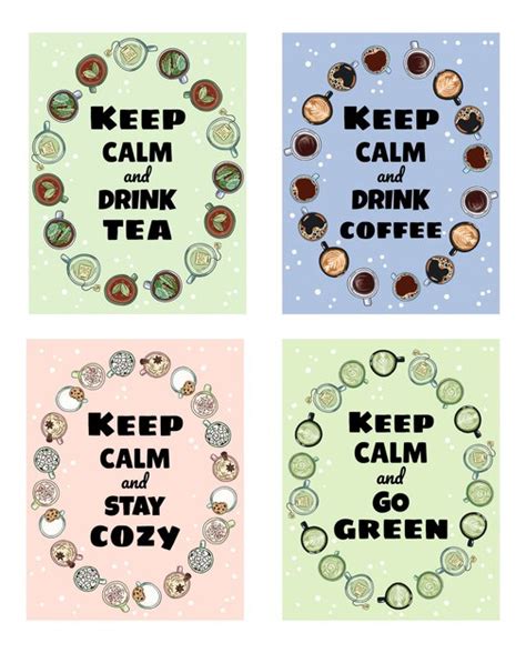 Premium Vector Keep Calm Yummy Cups And Drinks Set Of Cute Posters