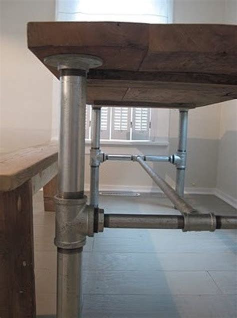 Industrial Pipe Leg Planked Dining Table Etsy