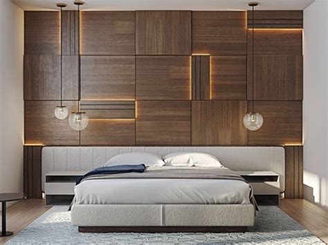 One way to highlight this wooden wall is by placing a modern artwork that elevates the plain sheet at the back. Give your bedrooms that Modern look! | Bedroom bed design ...