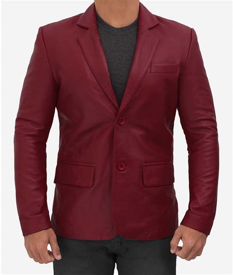 Mens Leather Maroon Blazer 2 Buttons In Australia