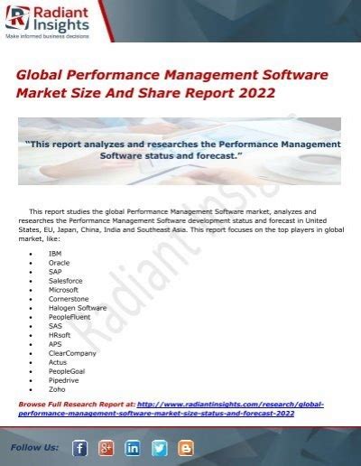 Global Performance Management Software Market Size And Share Report 2022