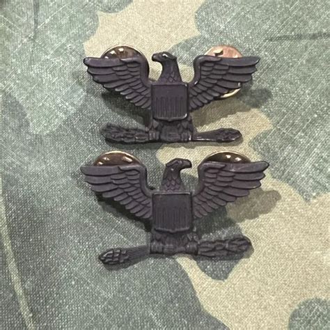 Vietnam Era Subdued Us Army Officer Colonel Shoulder Insignia Rank Pins