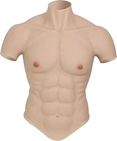 Roanyer Male Chest Silicone Muscle Suit Realistic Mens Silicone Chest Fake Muscle Belly