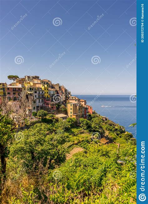 The Townscape And Cityscape Of Corniglia Cinque Terre Italy Stock