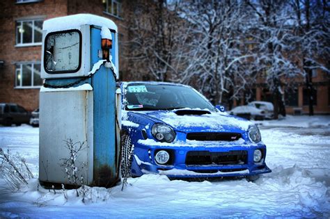 Pictures Subaru Impreza Wrx Sti Blue Winter Snow Automobile