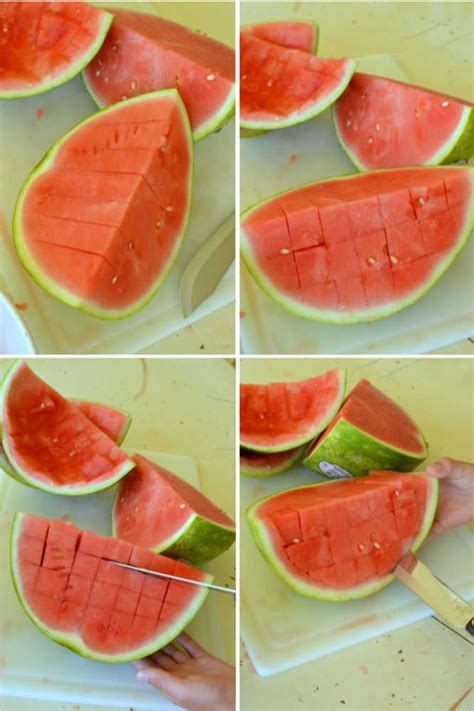 How To Cut A Watermelon Cubes Sticks Wedge Pitchfork Foodie Farms