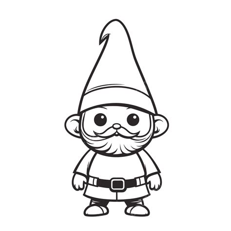 Cartoon Gnome Coloring Page Outline Sketch Drawing Vector Drawing