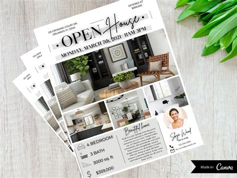 Open House Flyer Template Real Estate Open House Flyer Etsy