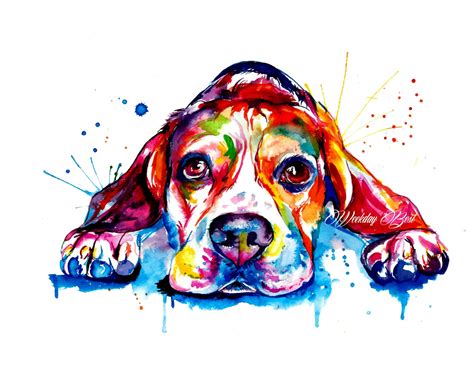 Beagle Dog Colorful Art Print Print Of Original Watercolor