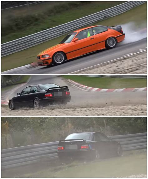 Bmw E36 Crashes On Nurburgring Right After Another E36 Spills Coolant