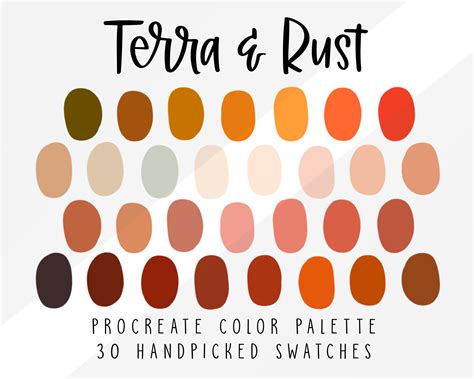 Terra And Rust Procreate Color Palette Color Swatches Ipad Etsy