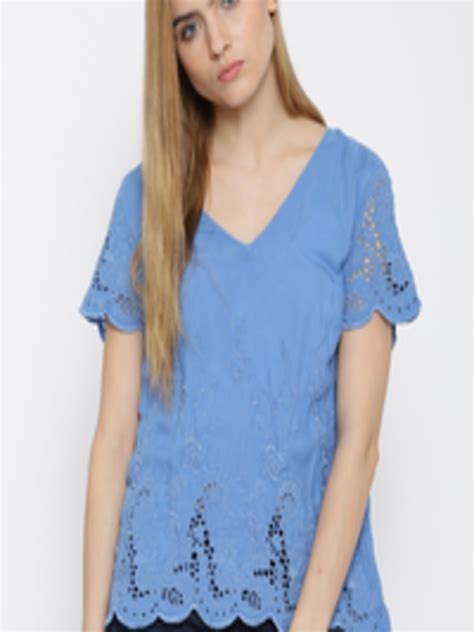 Buy Vero Moda Blue Embroidered Top Tops For Women 1280525 Myntra