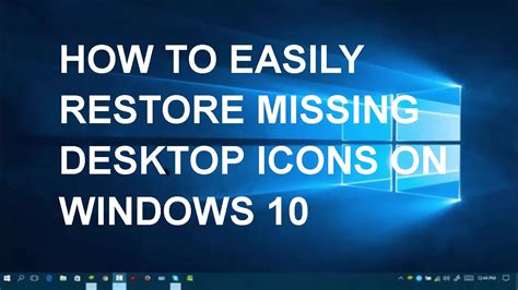 Windows should detect the hardware you uninstalled and try to reinstall the device driver. HOW TO EASILY RESTORE MISSING DESKTOP ICONS ON WINDOWS 10 ...
