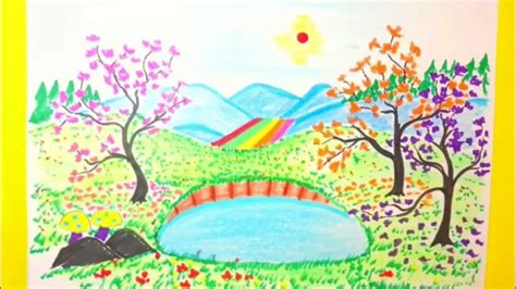 Spring Season Drawing How To Draw Spring Season Scenery How To Draw