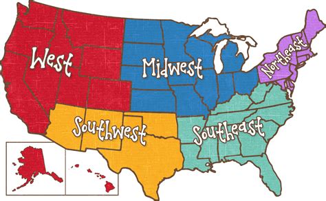 5 Regions Of The United States Printable Map Get Your Hands On