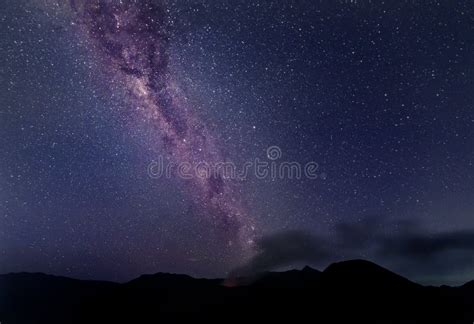 Amazing Star Night Night Scene Milky Way Over Mountain Background