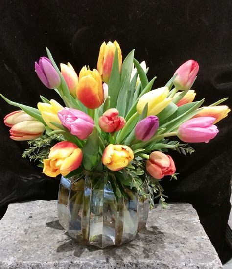 Super Select Tulips In Lustre Vase In Newton Ma The Crimson Petal Inc