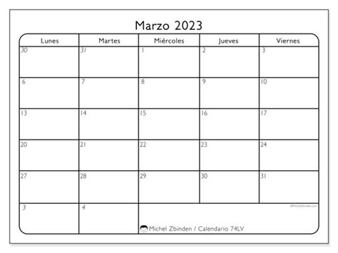 Calendario Marzo De 2023 Para Imprimir “446ld” Michel Zbinden Pr