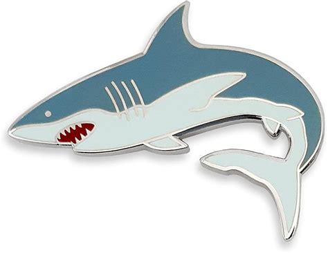 Pinsanity Great White Shark Enamel Lapel Pin Uk Jewellery