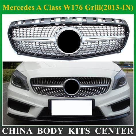 Diamond Grille For Mercedes A Class Grill W176 Glossy Black Without