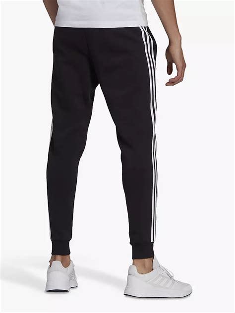 Adidas Essentials Fleece Fitted 3 Stripes Joggers Blackwhite At John