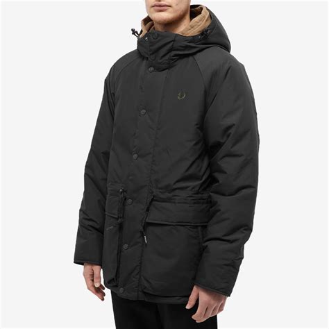 fred perry padded zip through jacket black end