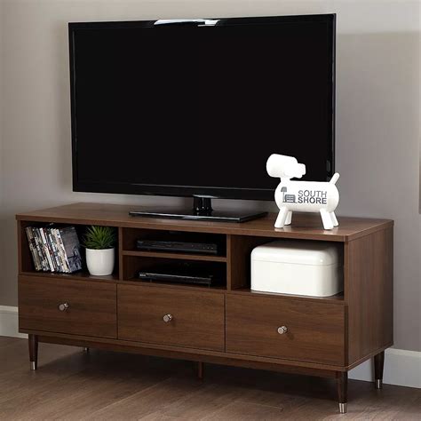 South Shore Olly Tv Stand With Drawers For Tvs Up To 60 Brown Walnut