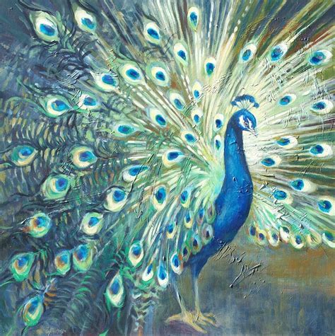 Proud Peacock Painting Proud Peacock Fine Art Print Peacock Art
