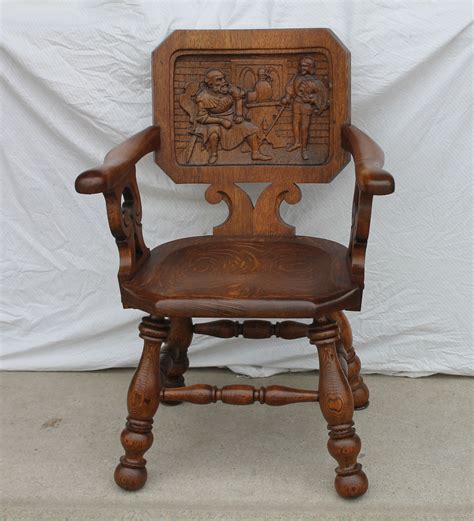 Bargain Johns Antiques Oak Carved Back Arm Chair Bargain Johns
