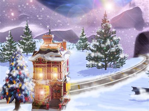 Snijeg I Božićne Jelke Uz željezničku Prugu Download Besplatna