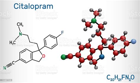Citalopram C20h21fn2o Molecule It Is Antidepressant Selective Serotonin