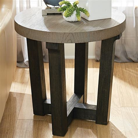 Hammary Beckham Contemporary Round Accent Table With Two Tone Finish