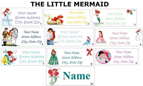 Cute Little Mermaid Ariel Return Address Party And Name