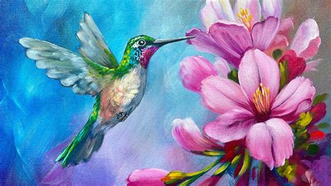 Hummingbird Pink Hibiscus 🌟🎨 How To Paint Acrylics For Beginners Paint