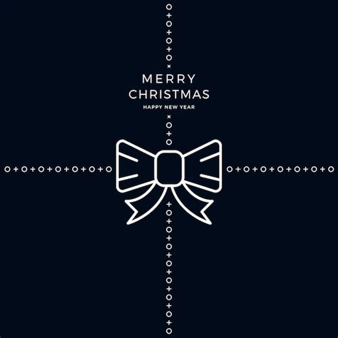 Premium Vector Merry Christmas Ribbon Bow White Black Background