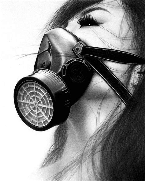 Gas Mask Pencil Drawing