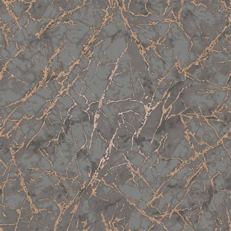 Metallic Marble Wallpaper Charcoal And Copper Fine Decor Fd42267 In 2020 Charcoal Wallpaper