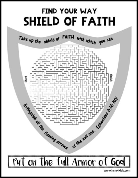 Shield Of Faith Armor Of God Maze Free Bible Worksheet For Kids