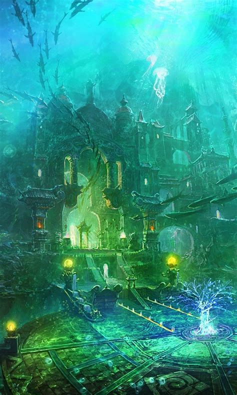Fantasy Underwater City The Underwater Castle Gate And Its Garden