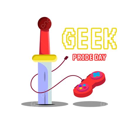 Concept Greeting Geek Pride Day With Sword And Joystick Sword