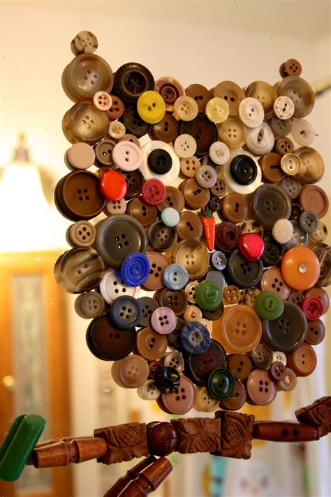 Button Owl Vintage Buttons Crafts Button Crafts Button Art