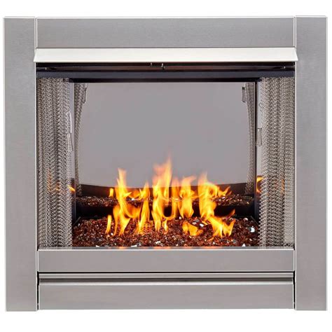 Bluegrass Living Vent Free Stainless Outdoor Gas Fireplace Insert With Copper Fire Glass Media