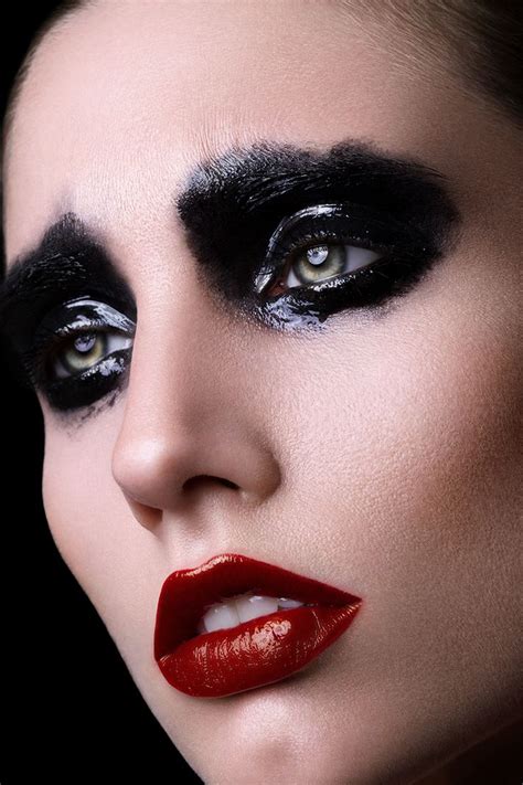 Black Makeup Red Lips And Eyes