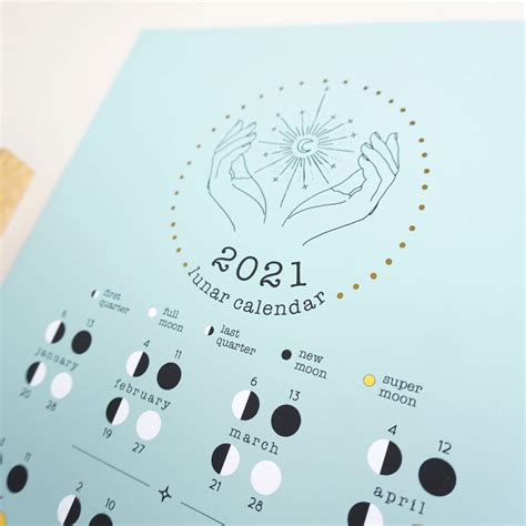 Download the printable calendar 2021 with holidays. 2021 Moon Phase Lunar Calendar By Ant Design Gifts | notonthehighstreet.com