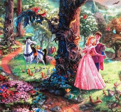 Thomas Kinkade Disney Paintings Sleeping Beauty Clock Strikes