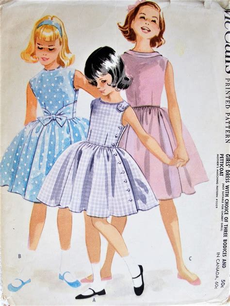 P5385a20 1960 Pretty Glirls Dress Pattern Mccalls 5385 Girls Mode